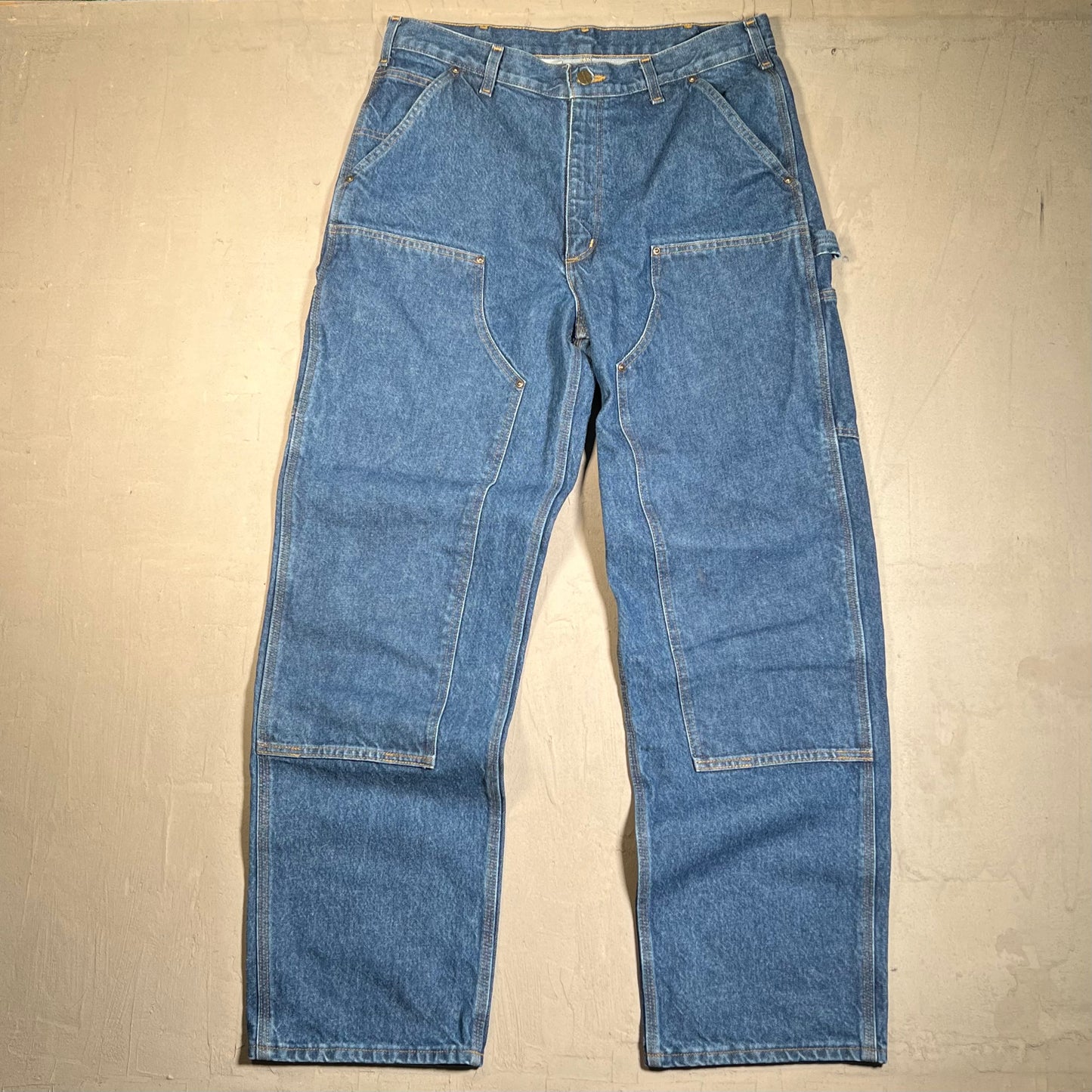 Y2K Carhartt Blue Denim Double Knee Pants Size 34 USED v19555