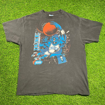 1990s Duke University Black Dunking Devil Tee Size XL USED v18371