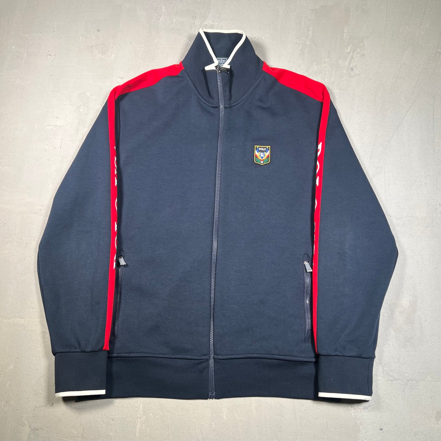1990s Polo Ralph Lauren "Polo USA" Navy Track Jacket Size Large USED v19008