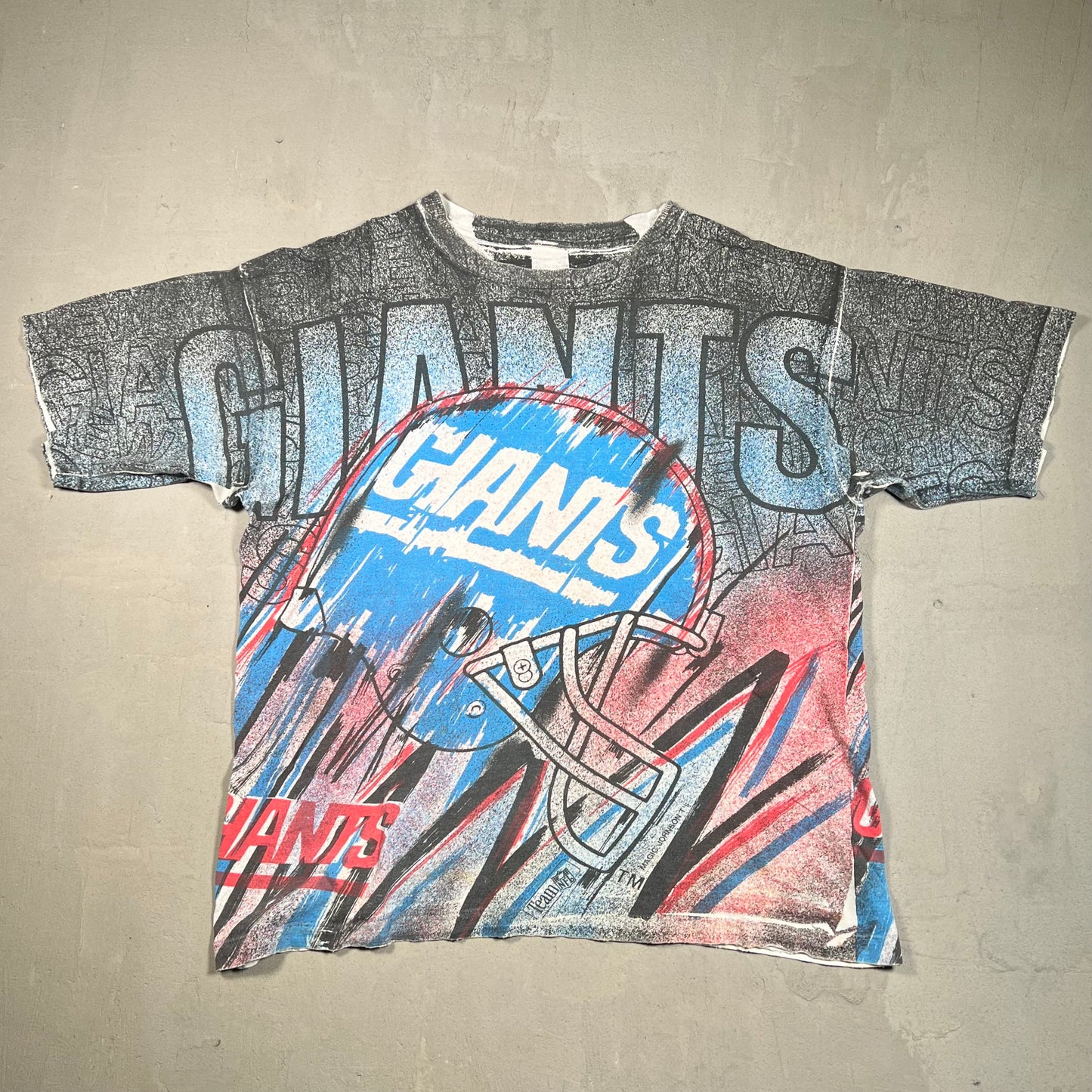 1990s Magic Johnson Tee NY Giants AOP Tee Size Large USED v14812