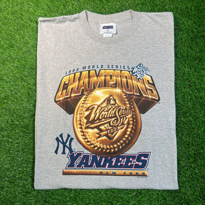 1998 New York Yankees Grey World Series Tee Size XL USED v18836