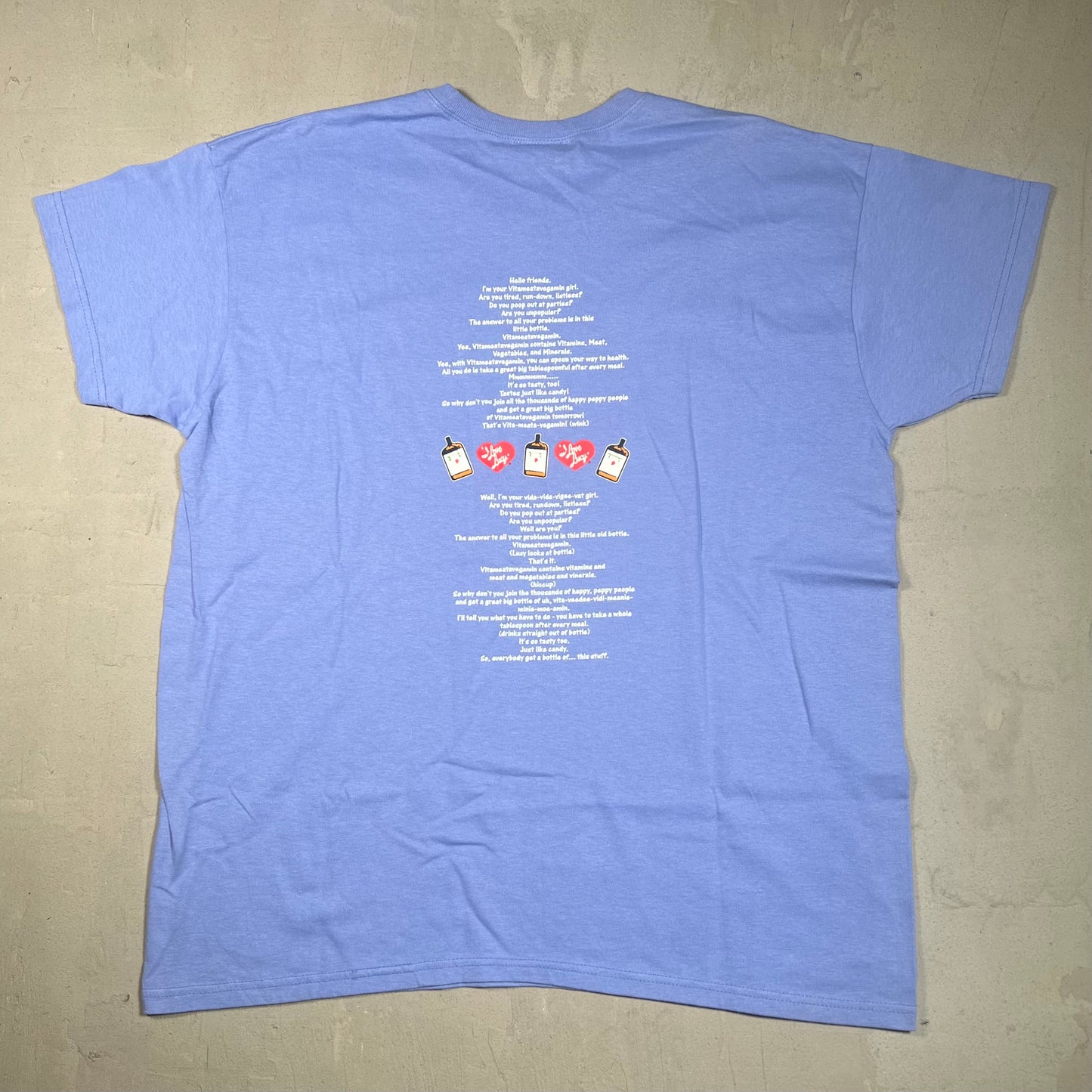 2003 I Love Lucy Vitameatavegamin Blue Tee Size XL NEW v16257