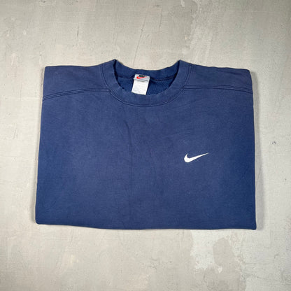1990s Nike White Tag Navy Crewneck Size XL USED v19075