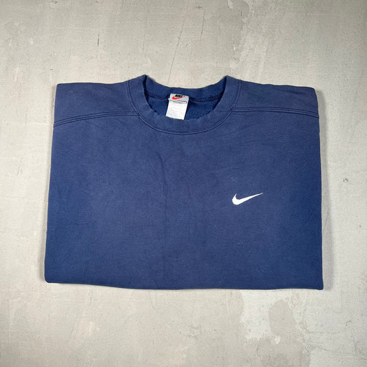 1990s Nike White Tag Navy Crewneck Size XL USED v19075