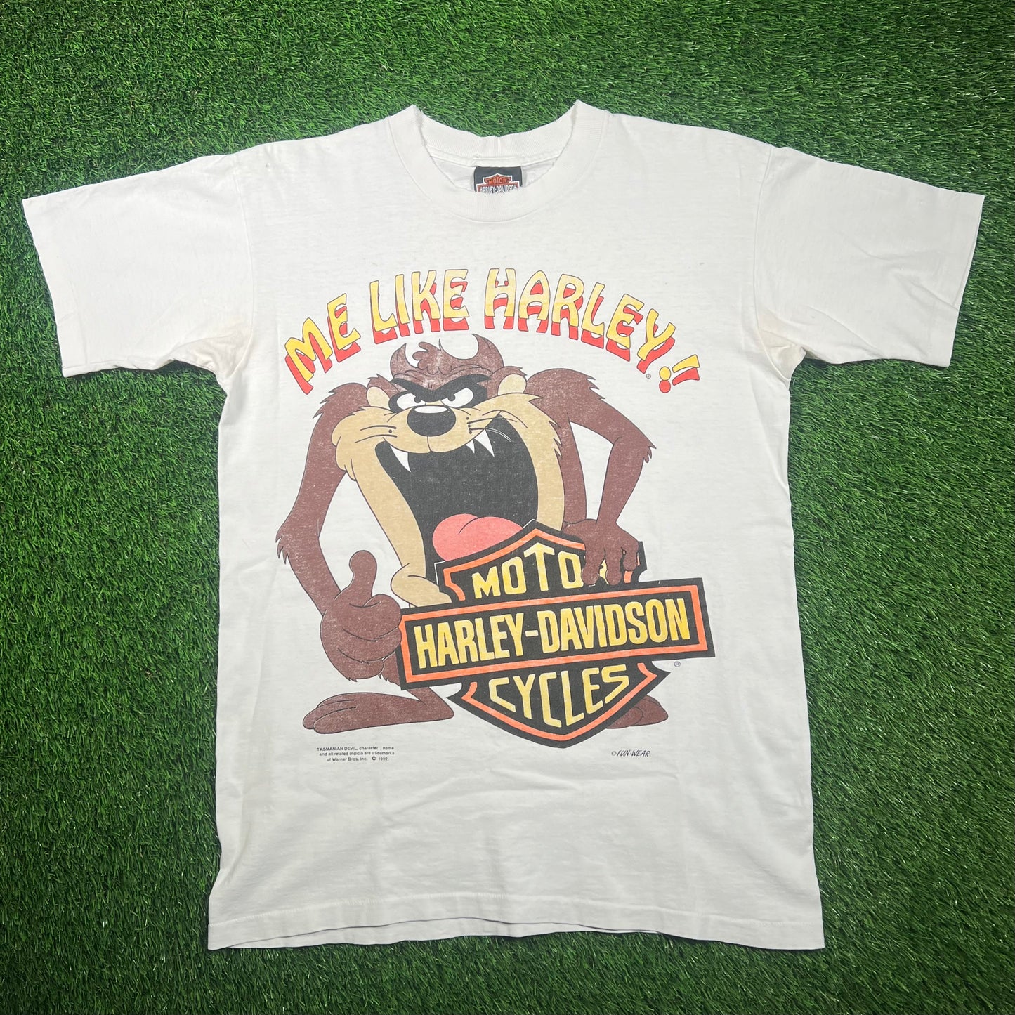 1992 Harley Davidson Taz White Tee Size Medium USED v18628