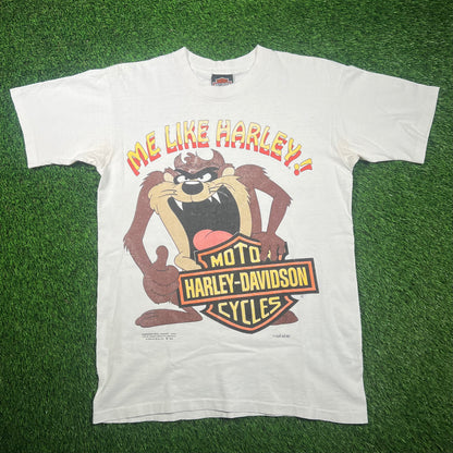 1992 Harley Davidson Taz White Tee Size Medium USED v18628