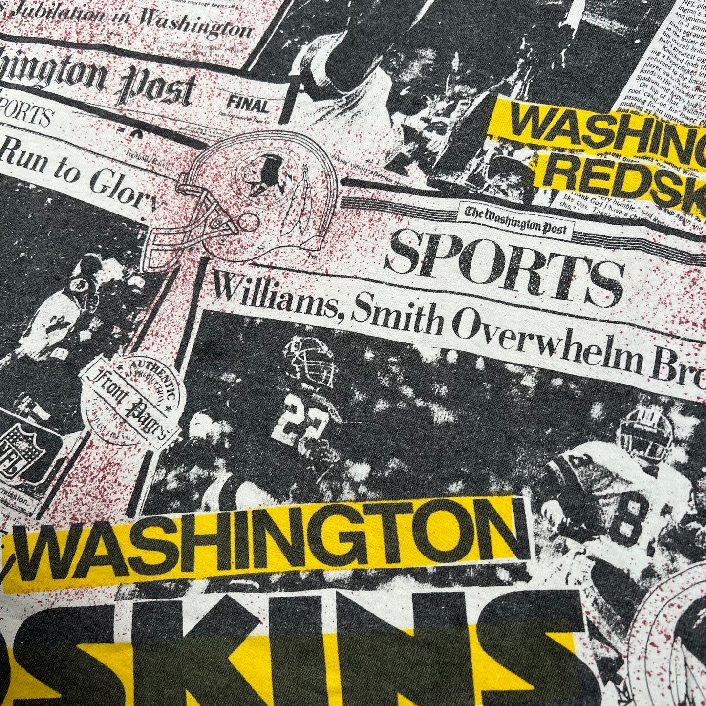 1990s Washington Redskins Newspaper AOP White Tee Size XL USED v17812