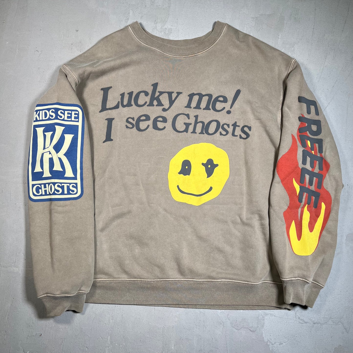 CPFM Kids See Ghost Kanye Cudi Lucky Me I see Ghost Brown Crewneck Size Large USED x1154