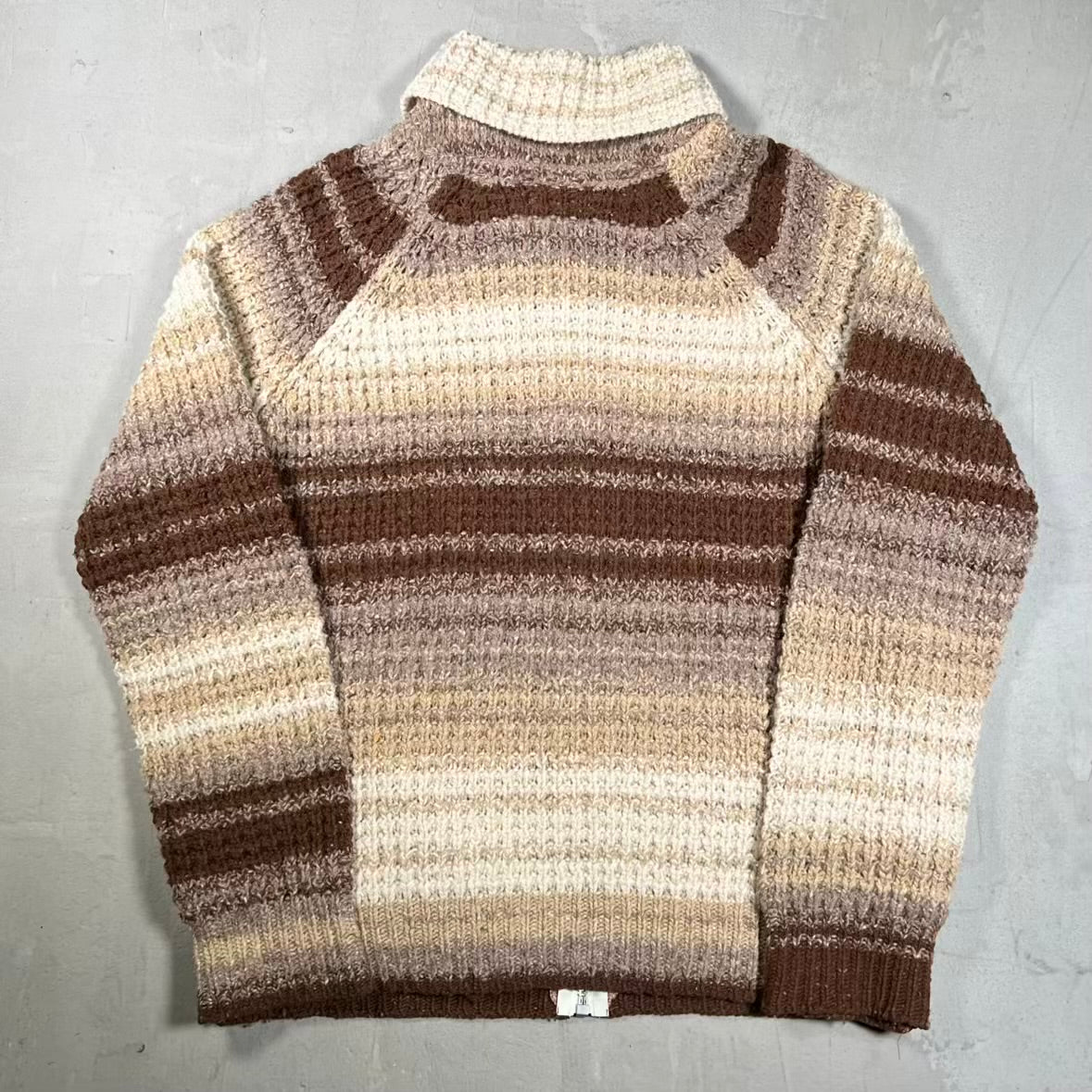 ERL Striped Zip Up Knit Brown Sweater Size Medium USED x18887