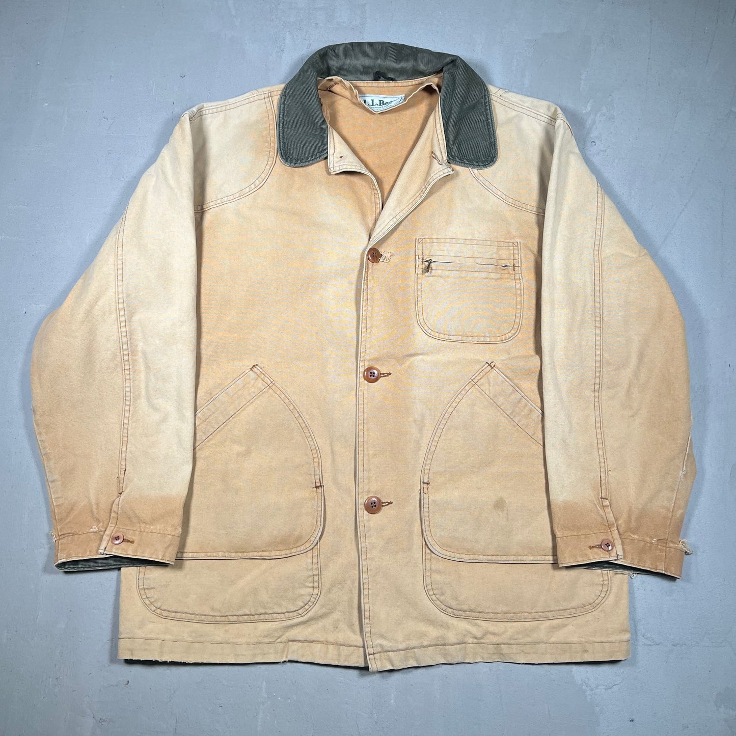 1990s LL Bean Tan Workwear Field Jacket Size XL USED v19275