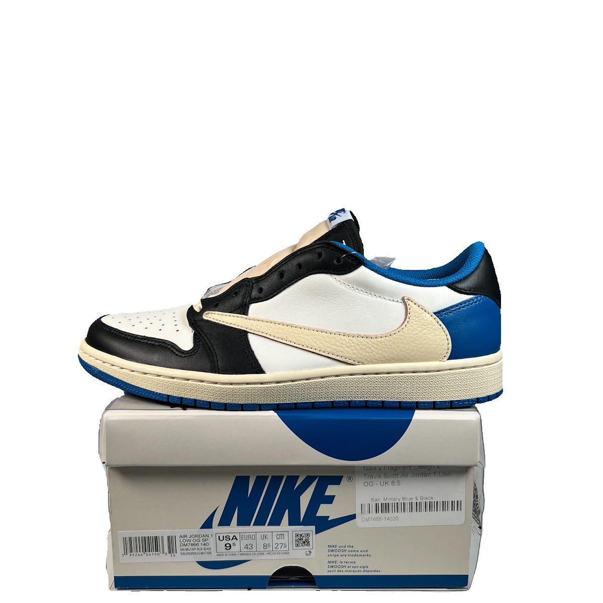 Jordan 1 Low Fragment Travis Scott (2021) Size 9..5 NEW s23097