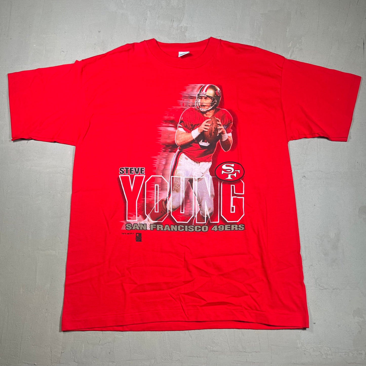 1995 Steve young 49ers tee red Size XL USED v13165