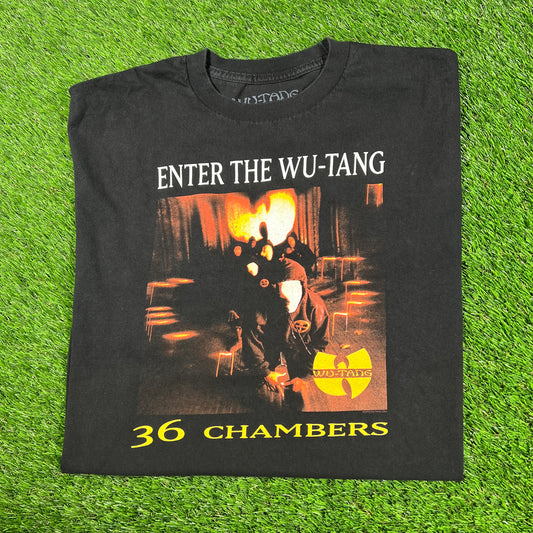 2018 Wu Tang 36 Chambers Album Cover Black Tee Size Medium USED v17170