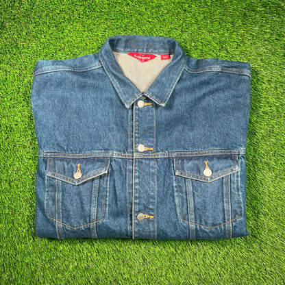 Supreme Shibori Denim Trucker Jacket Rigid Indigo (2023) Size XL USED x16660