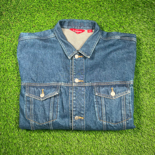 Supreme Shibori Denim Trucker Jacket Rigid Indigo (2023) Size XL USED x16660