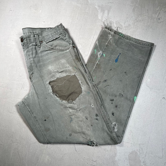 Y2K Dickies Green Workwear Patched Pants Size 32x32 USED v19553