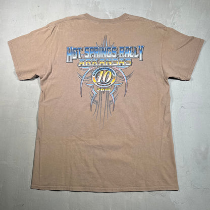 2015 "Who Let the Hogs Out" Brown Bike Rally Tee Size XL USED v18952