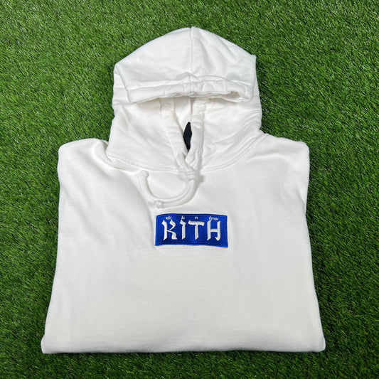 Kith White Hebrew Script Hoodie (2021) Size Large USED x14741