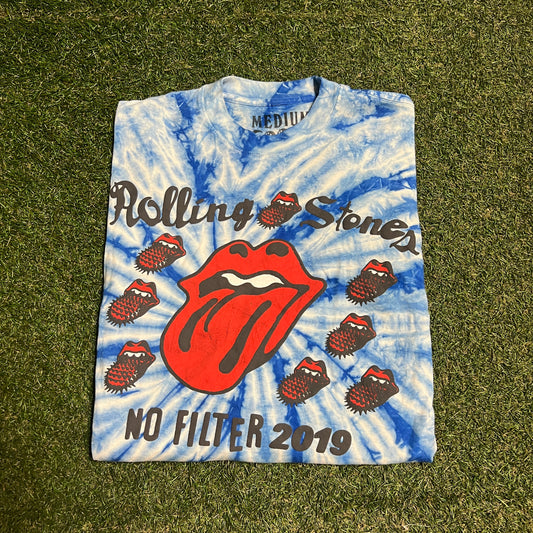 CPFM Rolling Stone Blue Tie Dye Tee Size Medium USED x13306