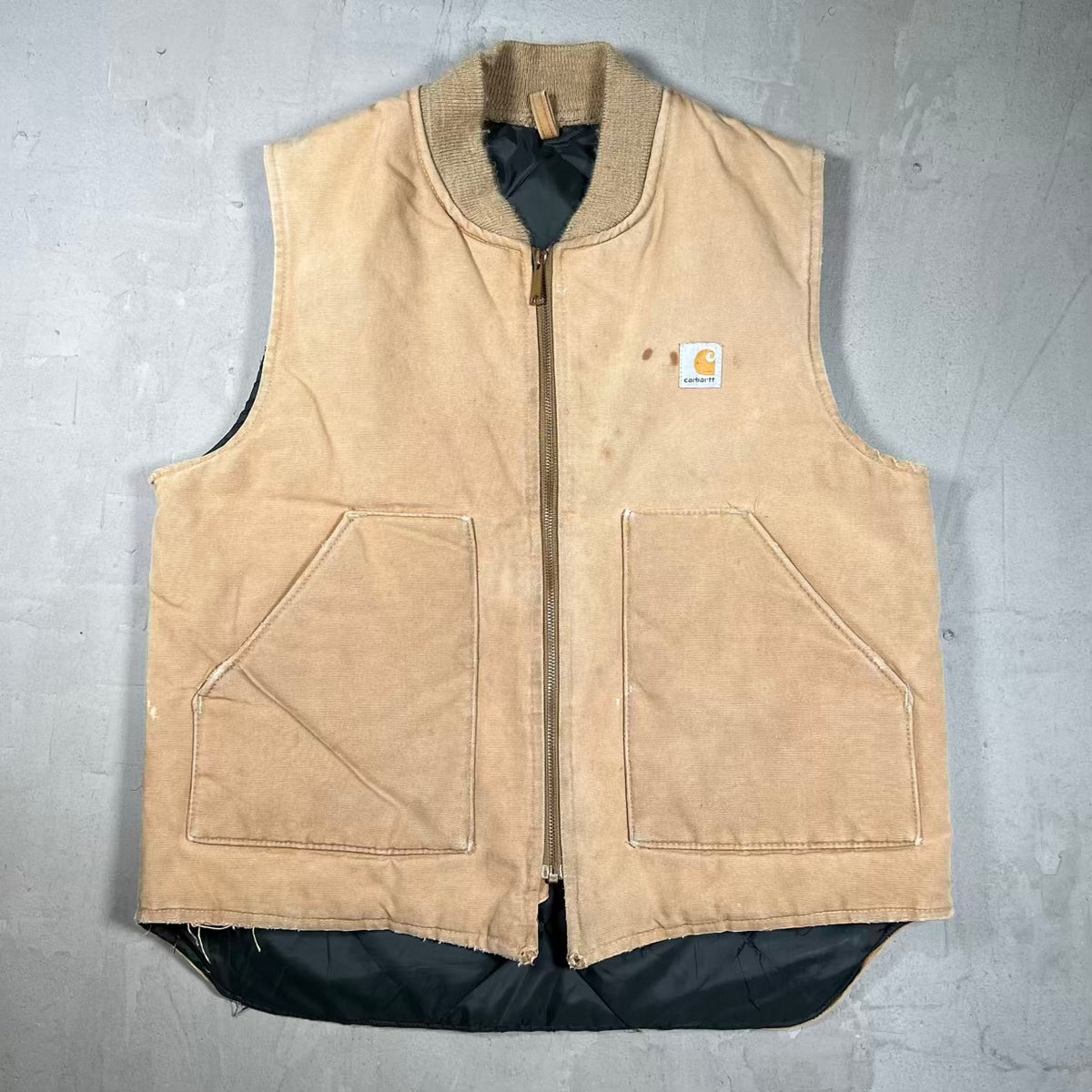 Y2K Carhartt Brown Canvas Workwear Zip Up Vest Size XXL USED v20147