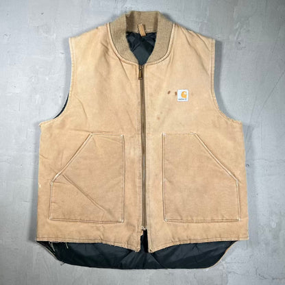 Y2K Carhartt Brown Canvas Workwear Zip Up Vest Size XXL USED v20147