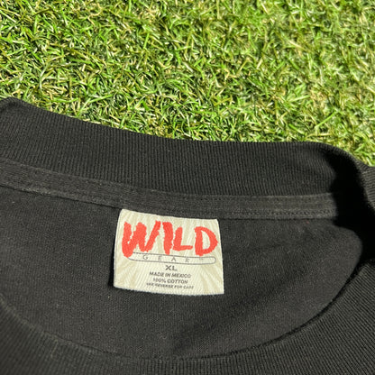 Y2K Blue Marlin "Wild" Tag Black Pocket Tee Size XL USED v16372
