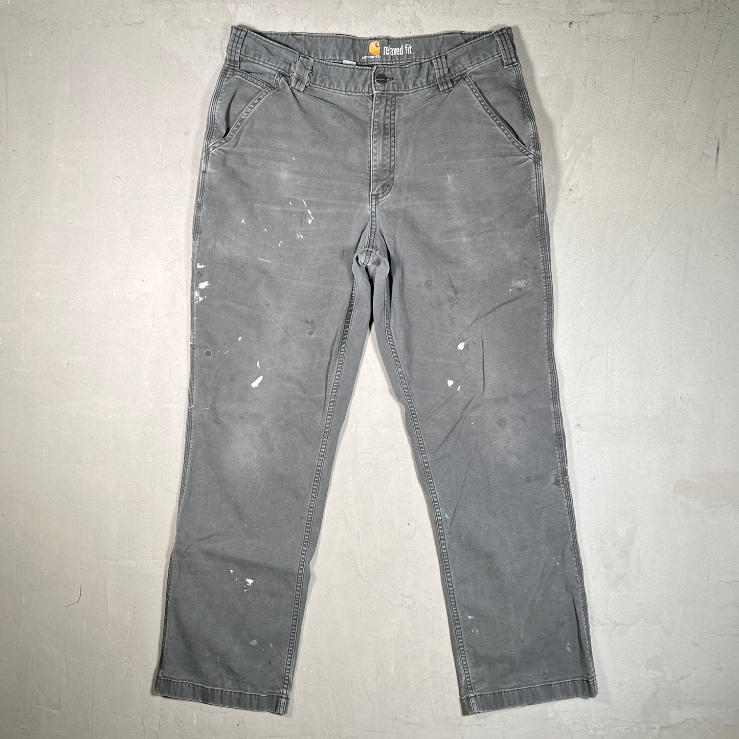 Carhartt Washed Grey Pants Size 36 USED v19369