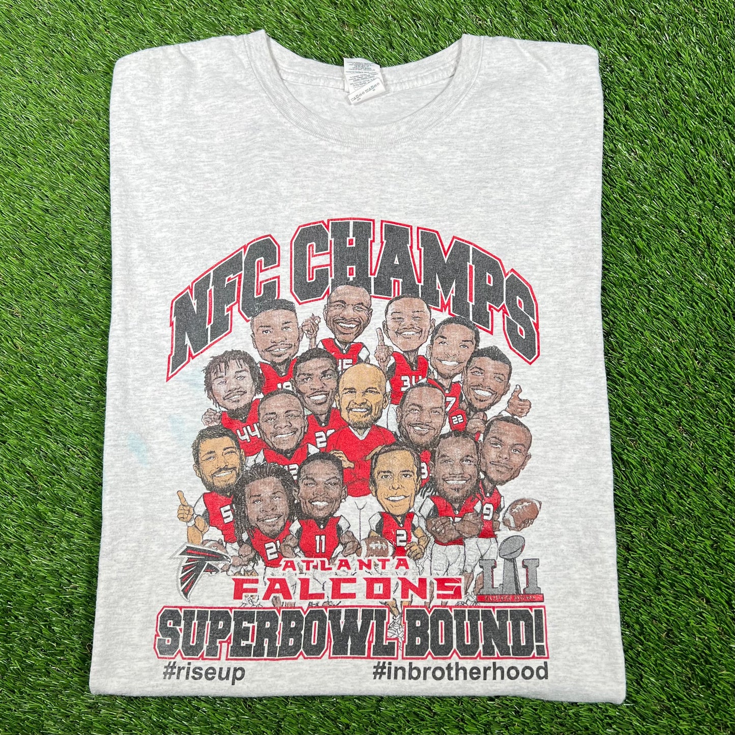 2017 Atlanata Falcons Grey NFC Champs Team Portrait Tee Size XL USED v17000