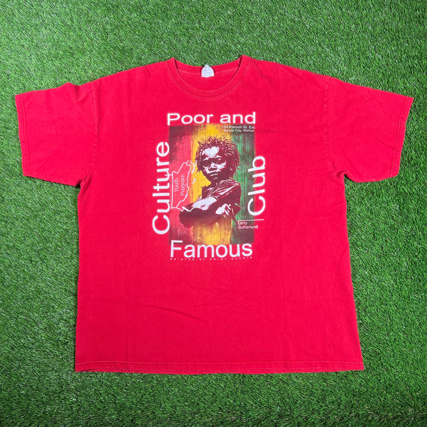 Poor and Famous Culture Club Red Tee Size XL USED v17828