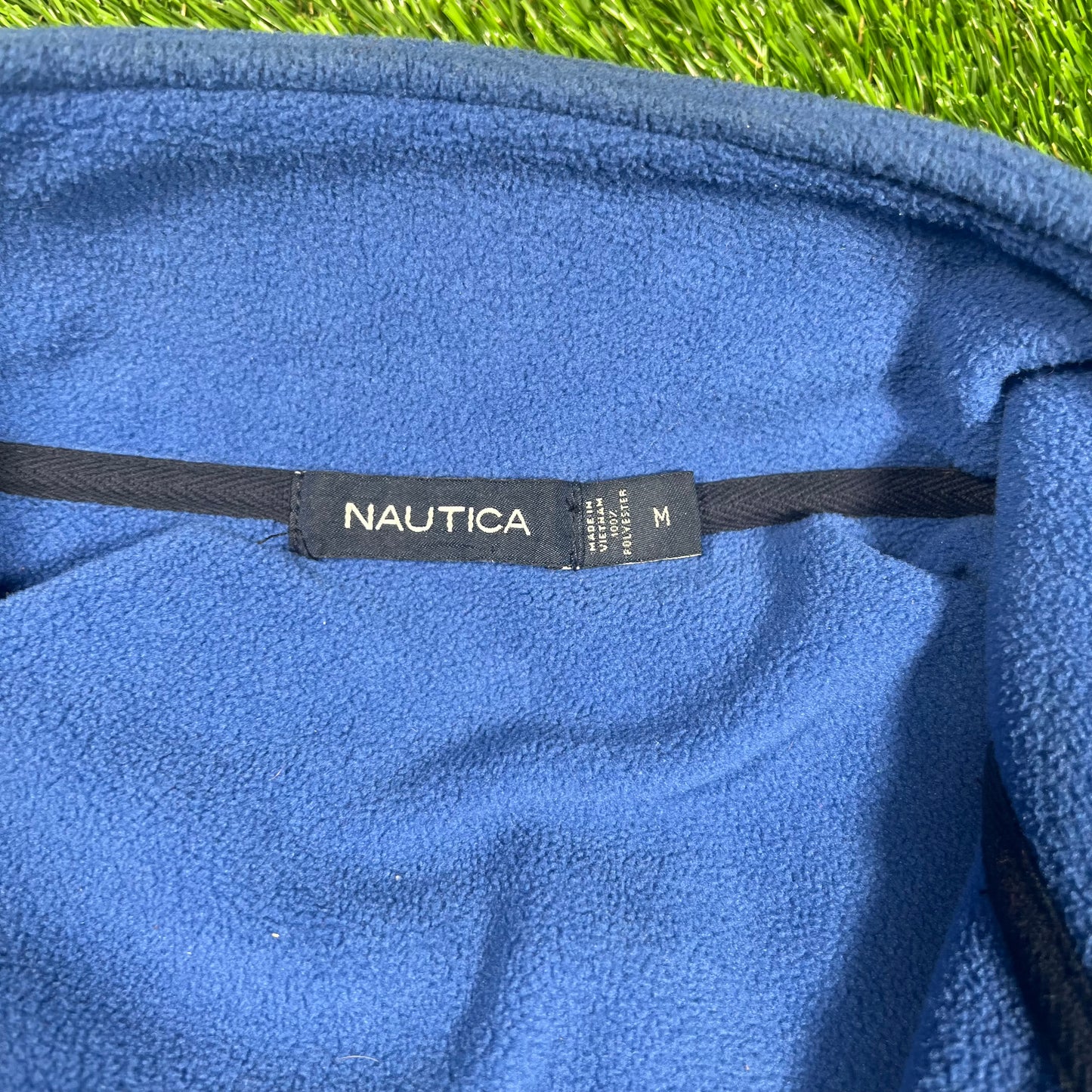 Y2K Nautica Blue Full Zip Fleece Size Medium USED v17987