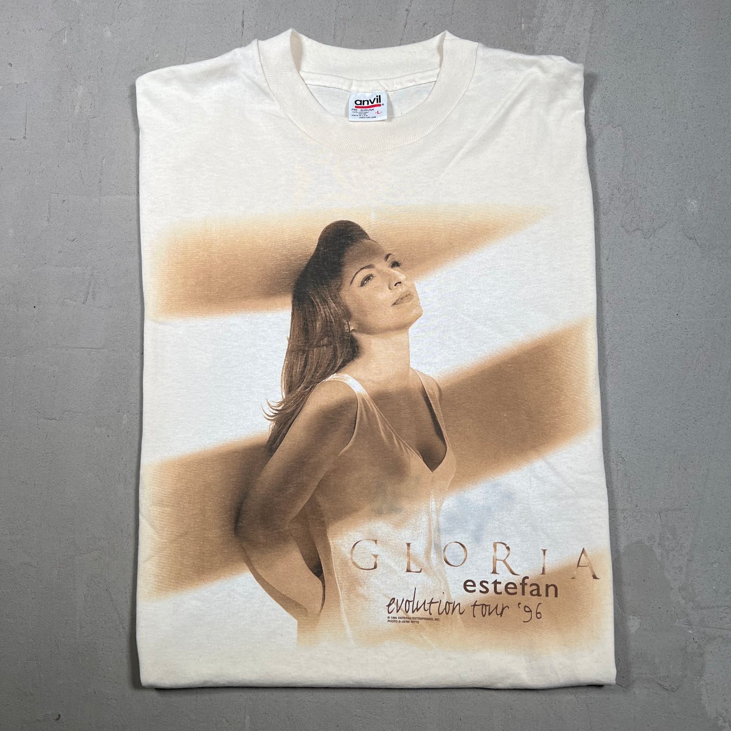 1996 Gloria Estefan Evoluton Tour 96 White Tee Size Large USED v14943