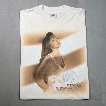1996 Gloria Estefan Evoluton Tour 96 White Tee Size Large USED v14943