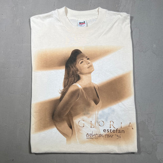 1996 Gloria Estefan Evoluton Tour 96 White Tee Size Large USED v14943