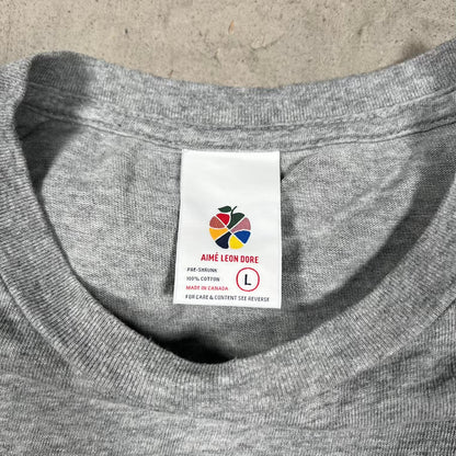 ALD Aime Leon Dore Simple White Spellout Grey Tee Size Large USED x18602