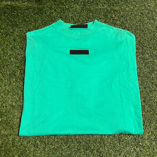 Fear of God FOG Essentials Teal Under Collar Logo Tee Size Small USED x14120