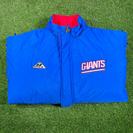 1990s Apex NY Giants Blue Coach Jacket Size Large USED v16988