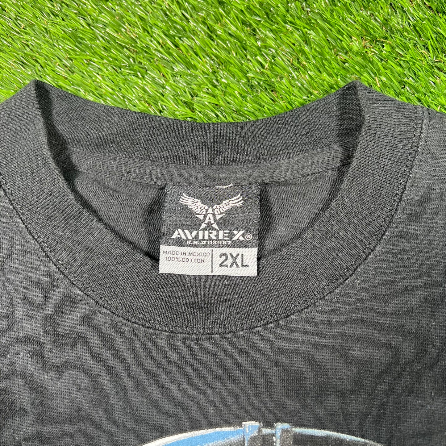 Y2K Avirex Black Fighter Pilot Tee Size XXL USED v17300