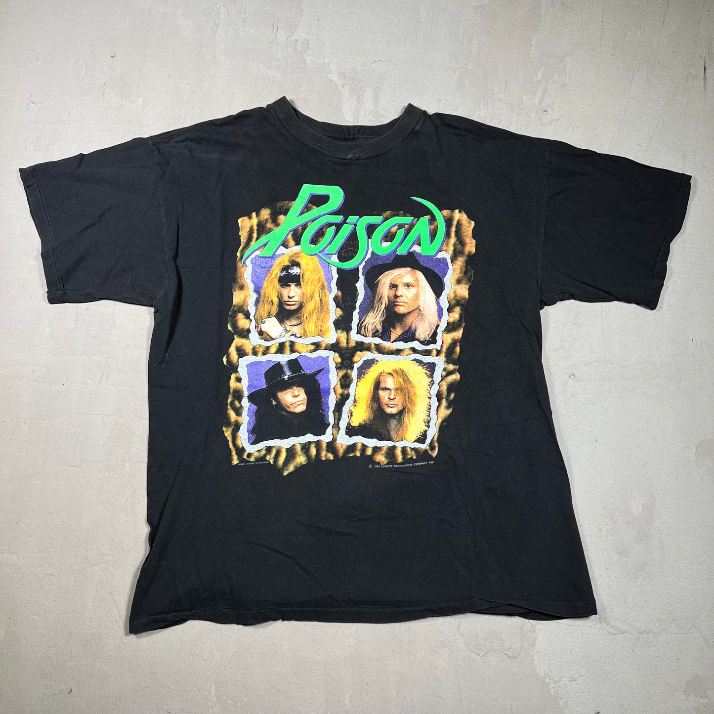 1990 Poison Flesh and Blood Tour Black Tee Size XL USED v15386