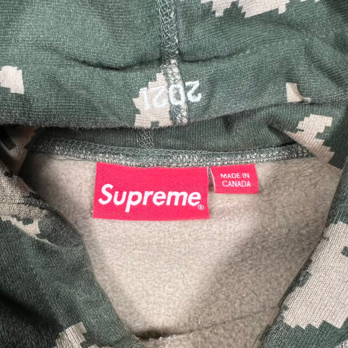 Supreme Box Logo Olive Russian Camo Hoodie (2021) Size Large USED x18813
