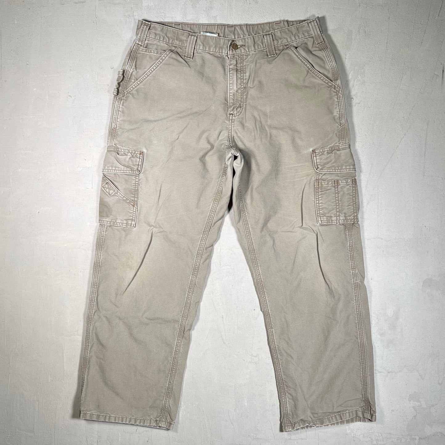 Y2K Carhartt Cargo Tan Workwear Pants Size 36x30 USED v19468