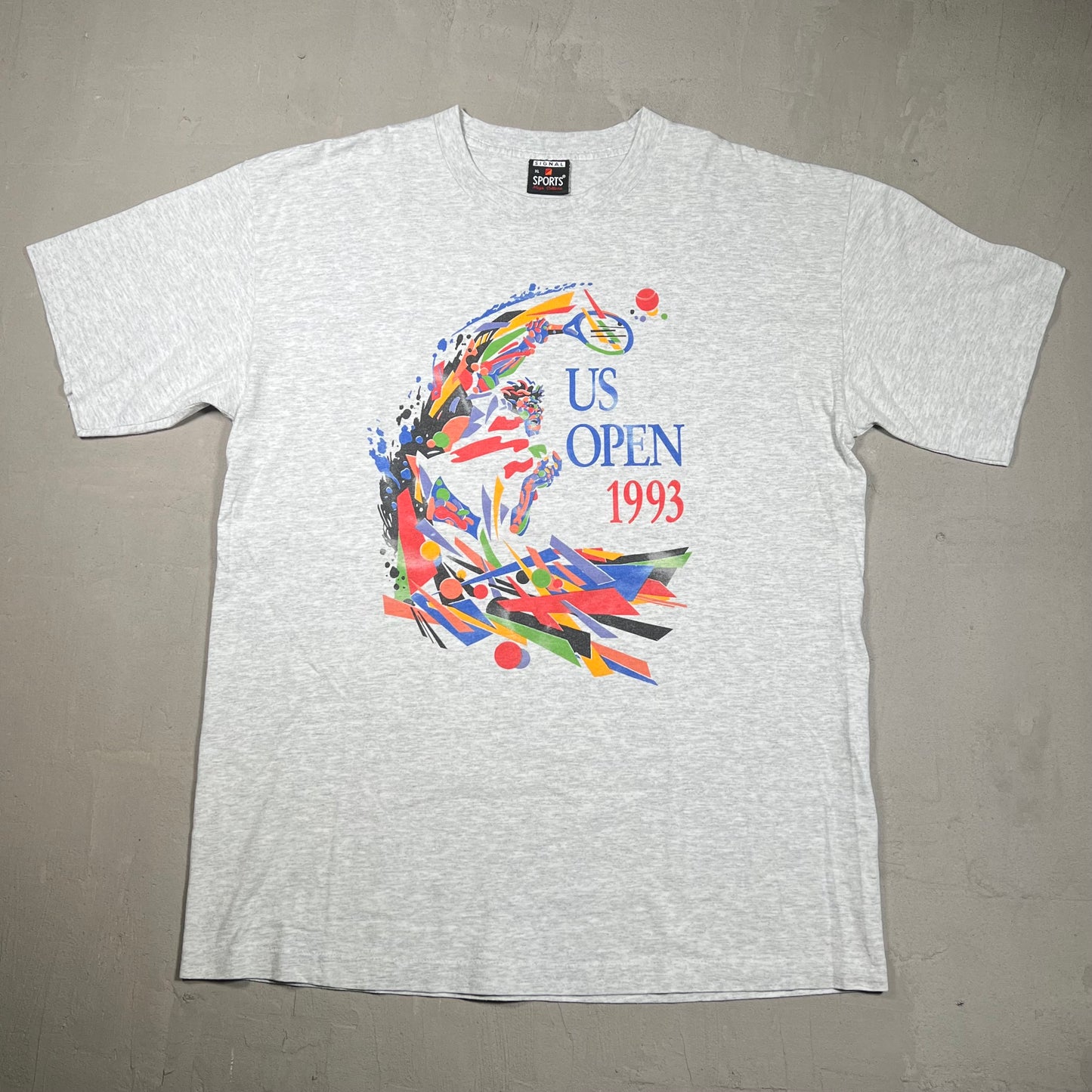 1993 US Open Artwork Grey Tee Size XL USED v19324