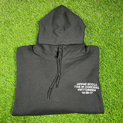 2017 Travis Scott Texas Chainsaw Live In Concert Halloween Black Hoodie Size Large USED x14572