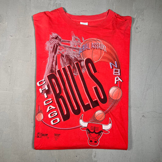 1990s Chicago Bulls Aerial Assault Salem Tag Red Tee Size XL USED v16741