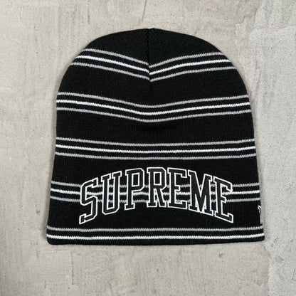 Supreme New Era Stripe Black/White Beanie (2026) USED x18972