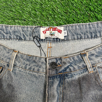 Vale "Valley Dreams" Thrashed Striped Blue Jeans Size 38 NEW x15600