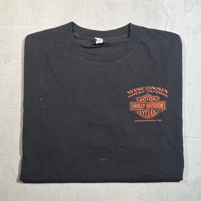 Harley Davidson Wisconsin Black Pocket Logo Tee Size Large USED v19568