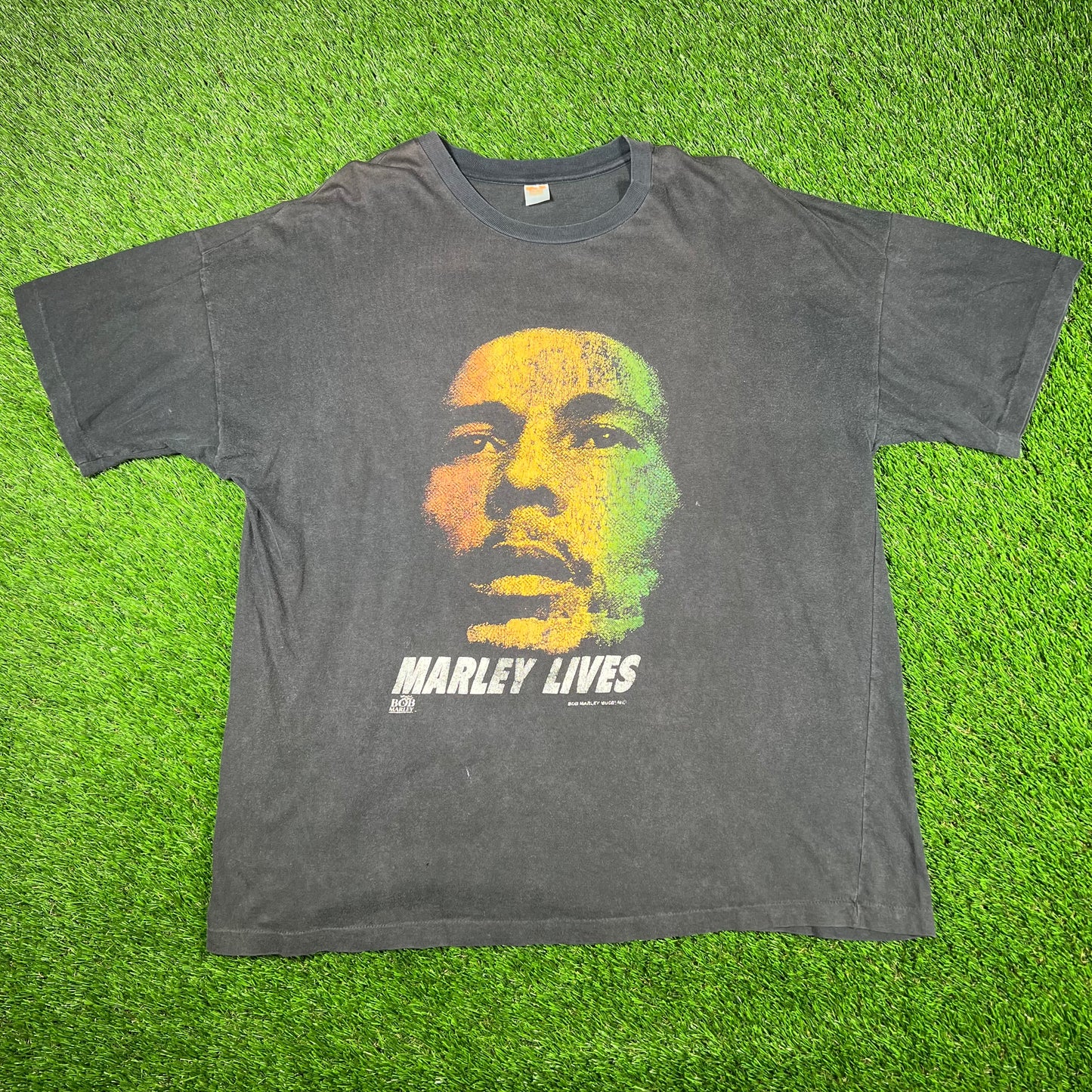1990s Bob Marley "Marley Lives" Black Tee Size XXL USED v16936