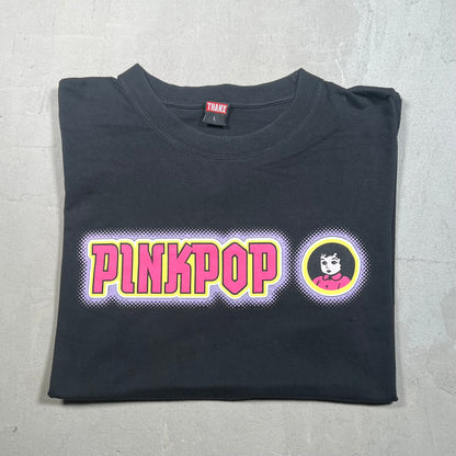 2000 PinkPop Music Festival Black Tee Size Large USED v19459