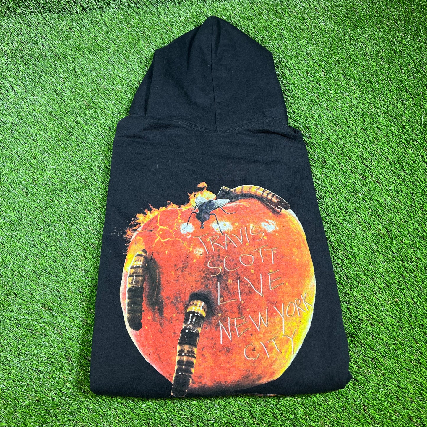 Travis Scott Astro World MSG 2019 Black Hoodie Size XXL USED x14351