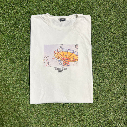 Kith Time Flies Carnival White Tee Size XL USED x13617